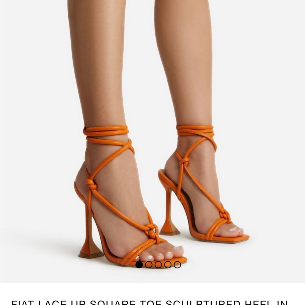 Orange lace up heels
